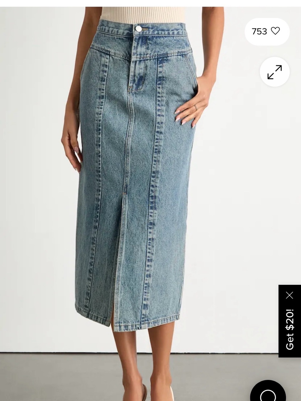 Lulus Aisling Light Wash High-rise Denim Midi Skirt Blue - Size S NWT